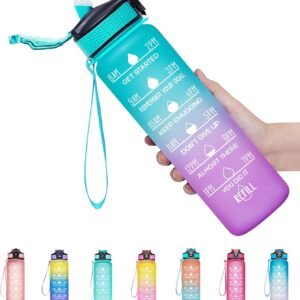 Venture Pal Durable sports & fitness bottle, with time indicator, a hole, bisphene a, 32 oz capacity assorted color